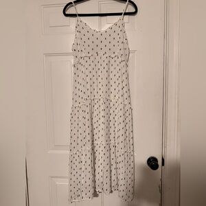 Jessica Simpson White Maxi Dress with Navy Dots